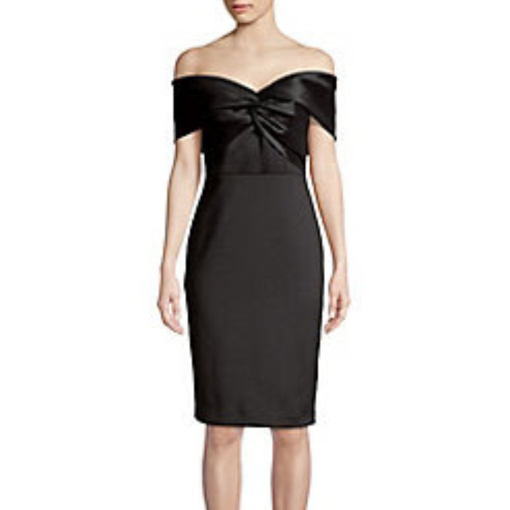 Vince Camuto  Off-the-Shoulder Twist-Top Dress Color: BLACK Size: 10